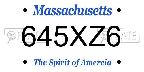 645XZ6 Massachusetts License Plate