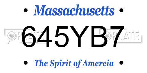 645YB7 Massachusetts License Plate