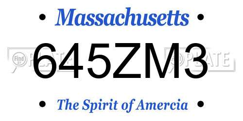 645ZM3 Massachusetts License Plate