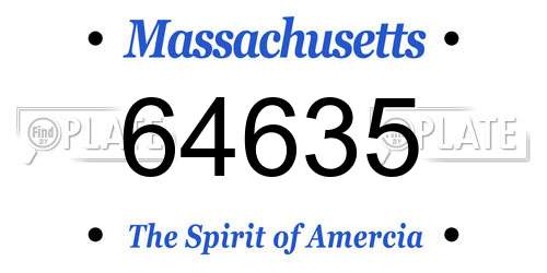 64635 Massachusetts License Plate