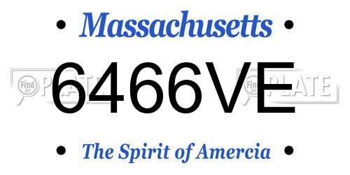 6466VE Massachusetts License Plate