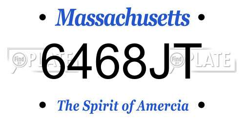6468JT Massachusetts License Plate