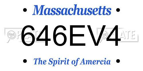 646EV4 Massachusetts License Plate
