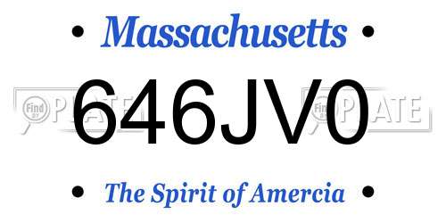 646JV0 Massachusetts License Plate