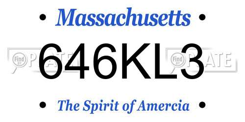 646KL3 Massachusetts License Plate