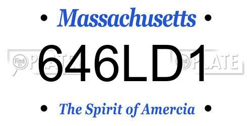 646LD1 Massachusetts License Plate