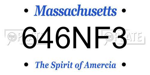 646NF3 Massachusetts License Plate