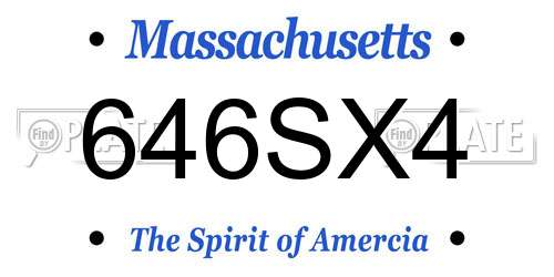 646SX4 Massachusetts License Plate