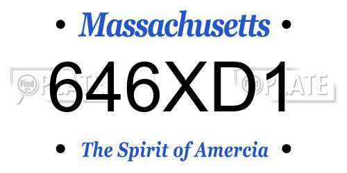 646XD1 Massachusetts License Plate