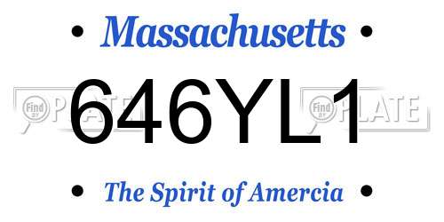 646YL1 Massachusetts License Plate