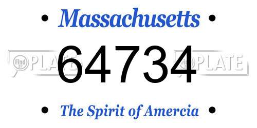 64734 Massachusetts License Plate