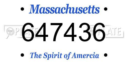 647436 Massachusetts License Plate