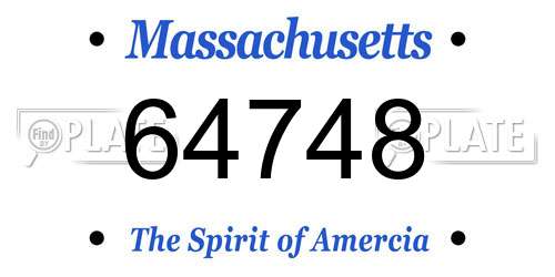 64748 Massachusetts License Plate