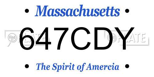 647CDY Massachusetts License Plate