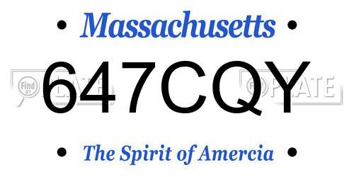647CQY Massachusetts License Plate