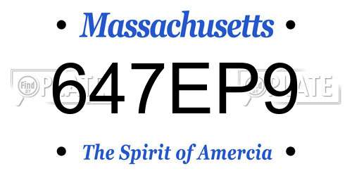 647EP9 Massachusetts License Plate