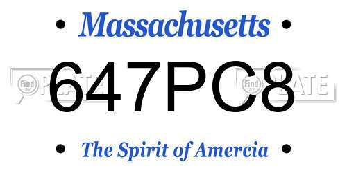 647PC8 Massachusetts License Plate
