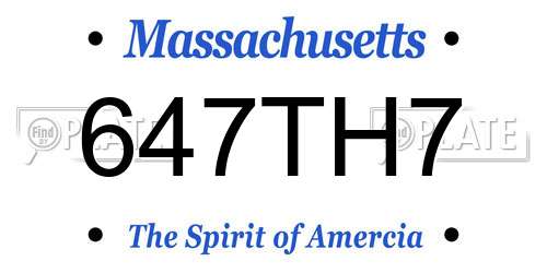 647TH7 Massachusetts License Plate