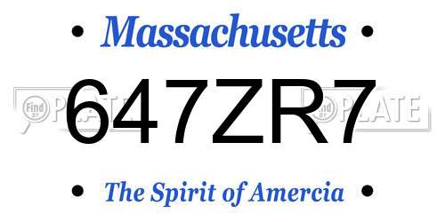 647ZR7 Massachusetts License Plate