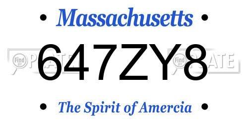 647ZY8 Massachusetts License Plate