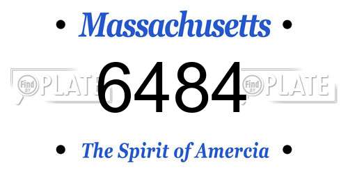 6484 Massachusetts License Plate