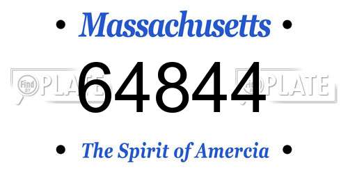 64844 Massachusetts License Plate