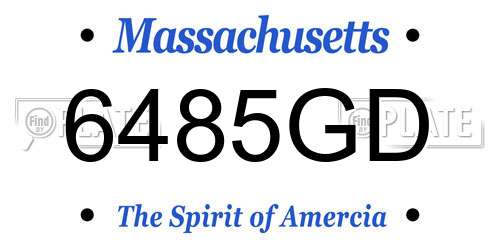 6485GD Massachusetts License Plate