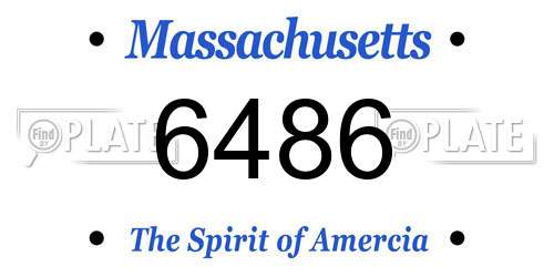 6486 Massachusetts License Plate