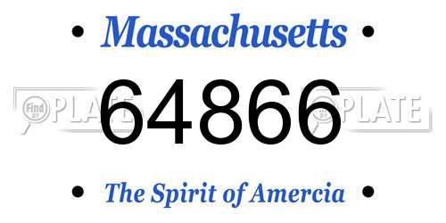 64866 Massachusetts License Plate