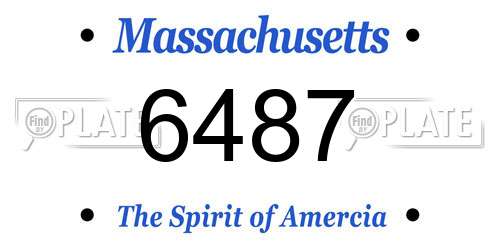 6487 Massachusetts License Plate