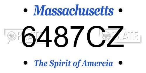 6487CZ Massachusetts License Plate