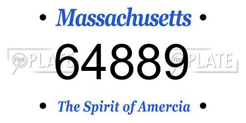 64889 Massachusetts License Plate