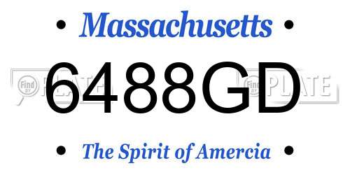 6488GD Massachusetts License Plate