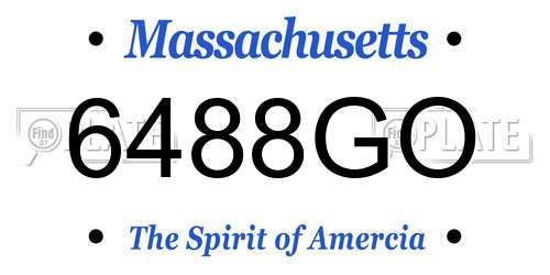 6488GO Massachusetts License Plate