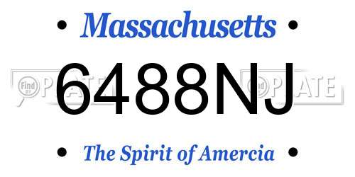 6488NJ Massachusetts License Plate