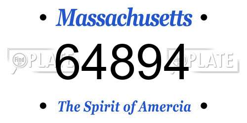 64894 Massachusetts License Plate