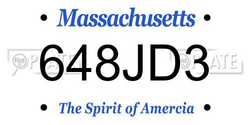648JD3 Massachusetts License Plate