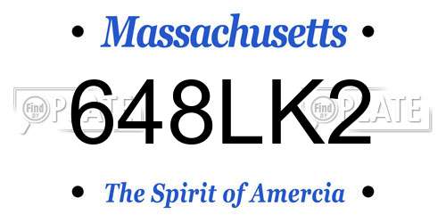 648LK2 Massachusetts License Plate