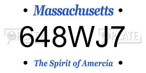 648WJ7 Massachusetts License Plate