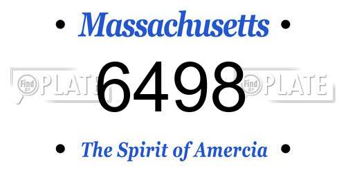 6498 Massachusetts License Plate