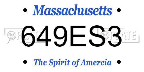 649ES3 Massachusetts License Plate