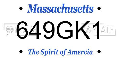 649GK1 Massachusetts License Plate