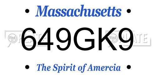 649GK9 Massachusetts License Plate