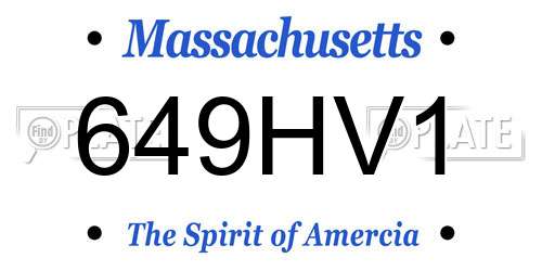 649HV1 Massachusetts License Plate