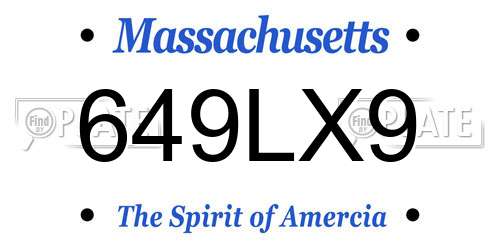649LX9 Massachusetts License Plate