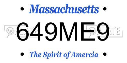 649ME9 Massachusetts License Plate