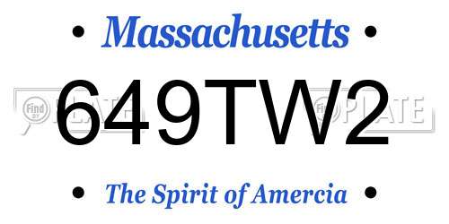 649TW2 Massachusetts License Plate