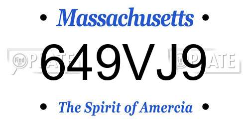 649VJ9 Massachusetts License Plate