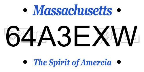 64A3EXW Massachusetts License Plate