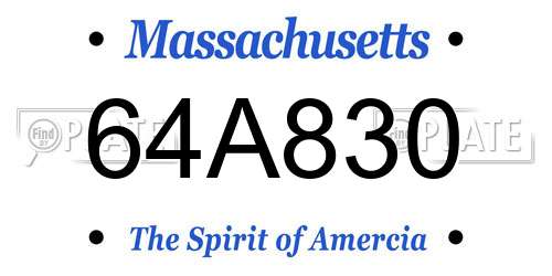 64A830 Massachusetts License Plate